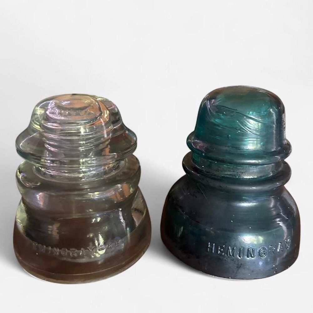 Set of 2 Vintage Hemingray 45 and 40 Glass Insulators